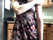 Korean girl nude in the kitchen